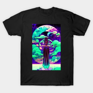 Watercolored Demon Oni Masked Geisha T-Shirt